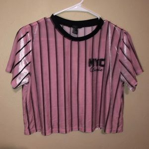 Pink Striped Crop Top